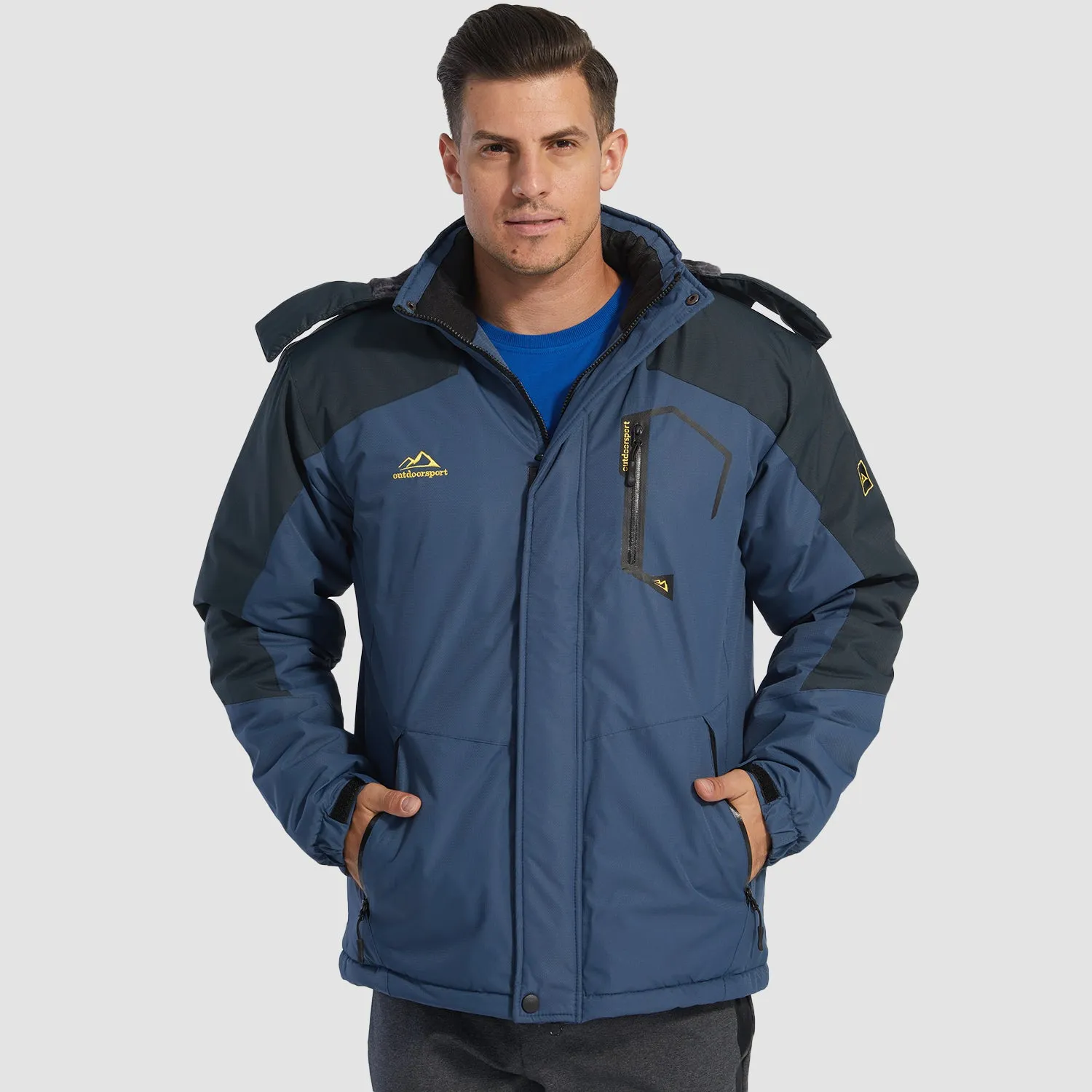 Men's Winter Jacket Water Repellent Ski Snow Jacket Warm Fleece Coat