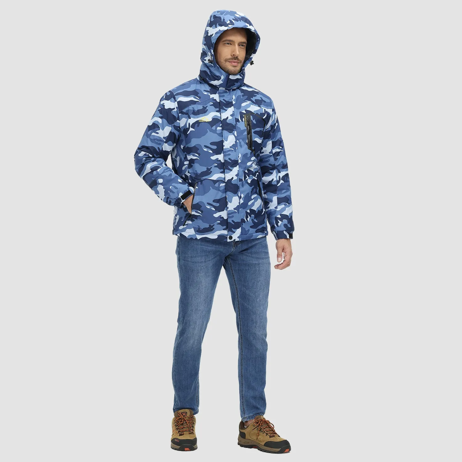 Men's Winter Jacket Water Repellent Ski Snow Jacket Warm Fleece Coat
