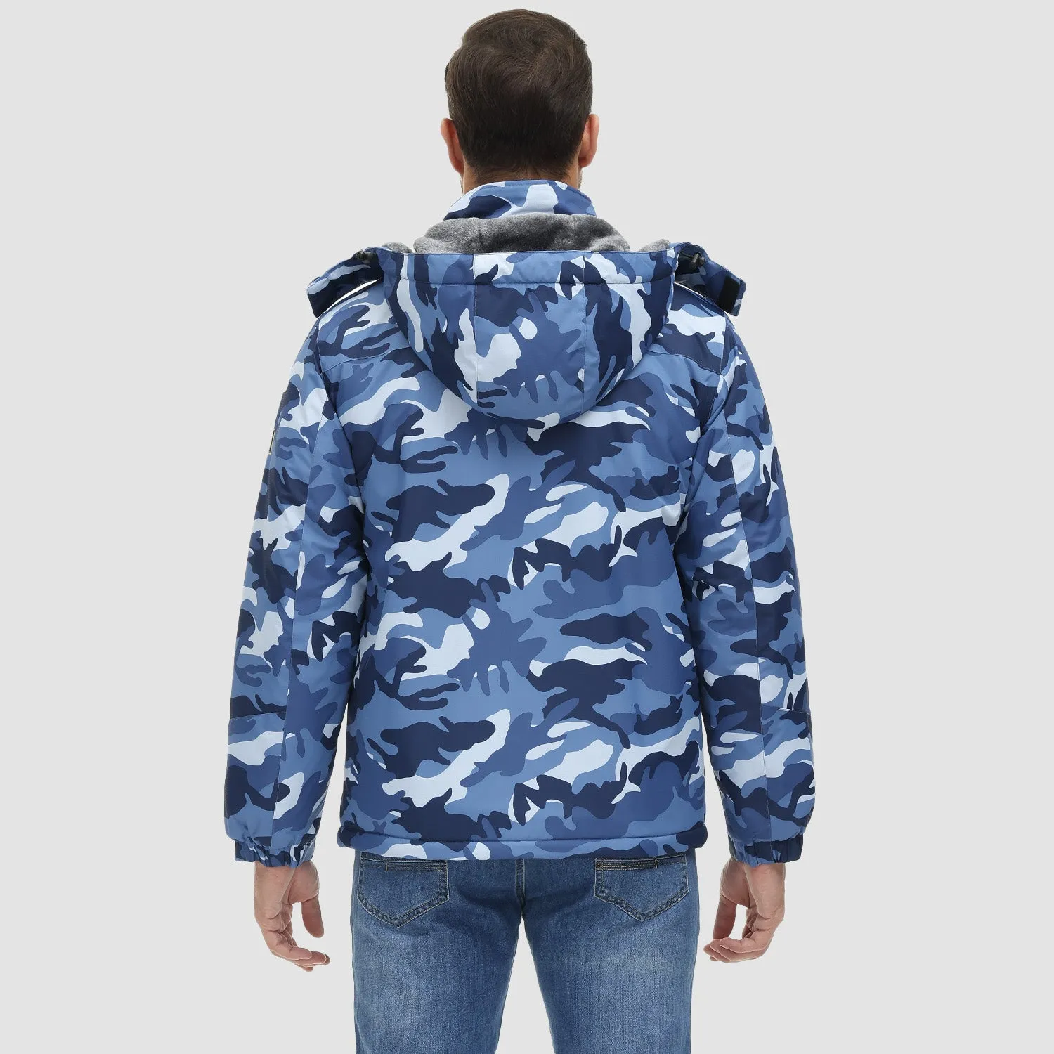 Men's Winter Jacket Water Repellent Ski Snow Jacket Warm Fleece Coat