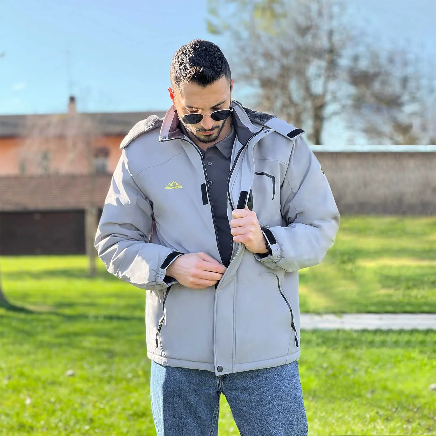 Men's Winter Jacket Water Repellent Ski Snow Jacket Warm Fleece Coat