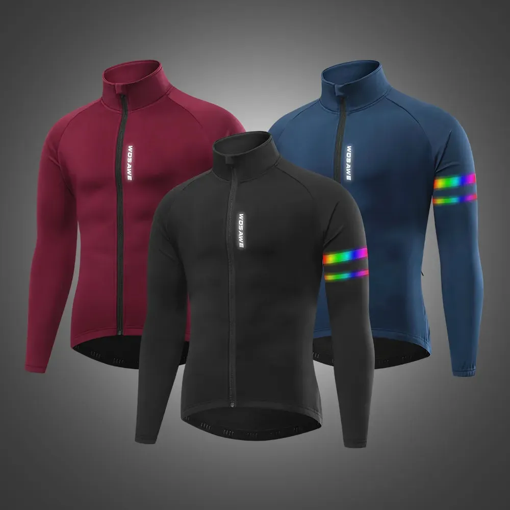 Men'sThermal Winter Cycling Jacket Fleece Lining Long Sleeve Jersey Windproof Running Riding Ciclismo Cycling Clothing