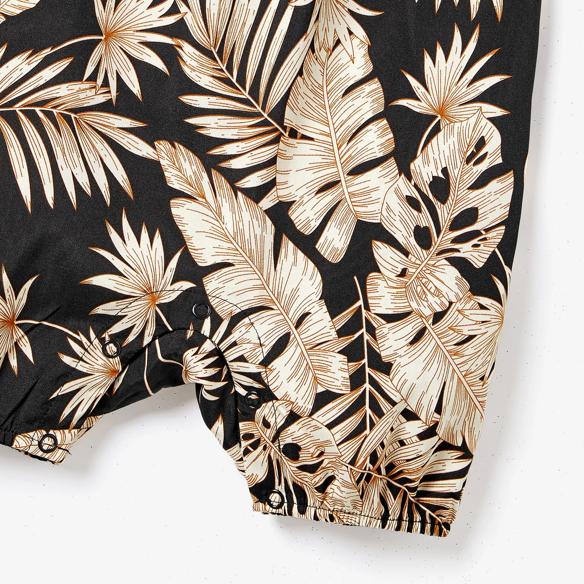 Mommy and Me Camisole Leaf Print Belted One-piece Romper