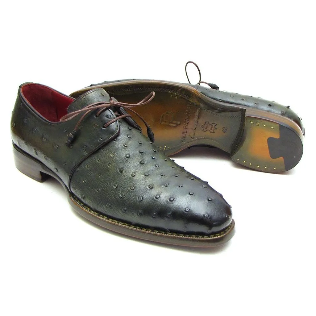 Paul Parkman Goodyear Welted Green Genuine Ostrich Derby Shoes (ID#31VL74)