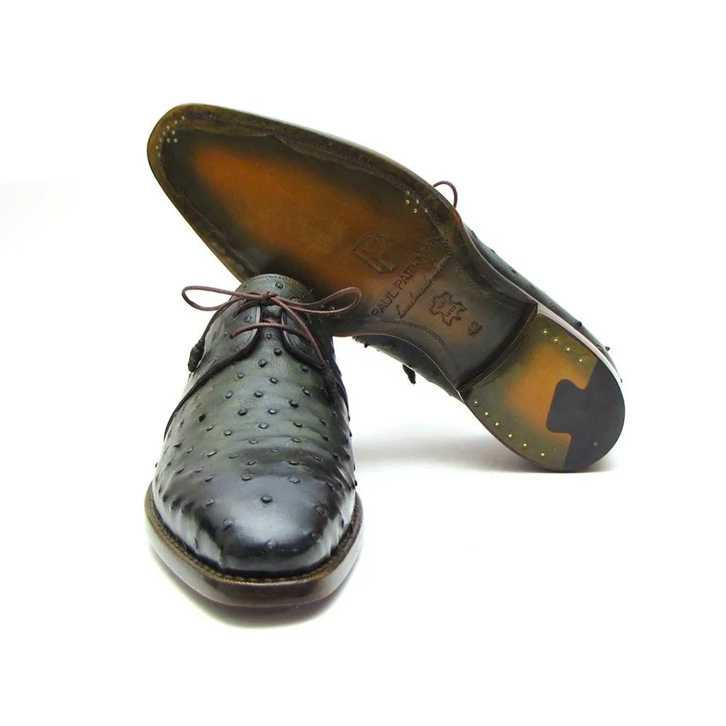 Paul Parkman Goodyear Welted Green Genuine Ostrich Derby Shoes (ID#31VL74)