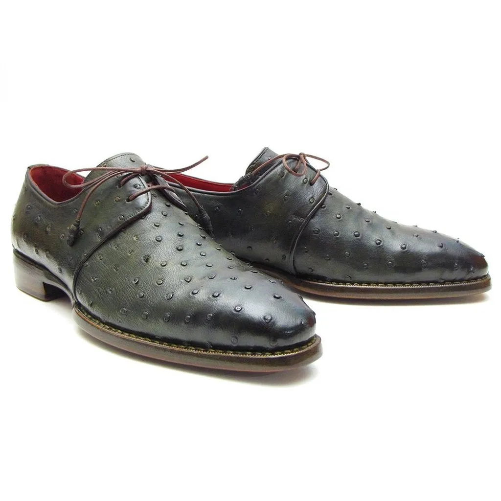 Paul Parkman Goodyear Welted Green Genuine Ostrich Derby Shoes (ID#31VL74)