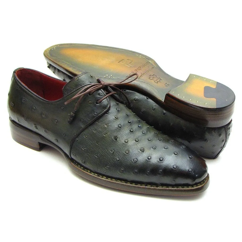 Paul Parkman Goodyear Welted Green Genuine Ostrich Derby Shoes (ID#31VL74)