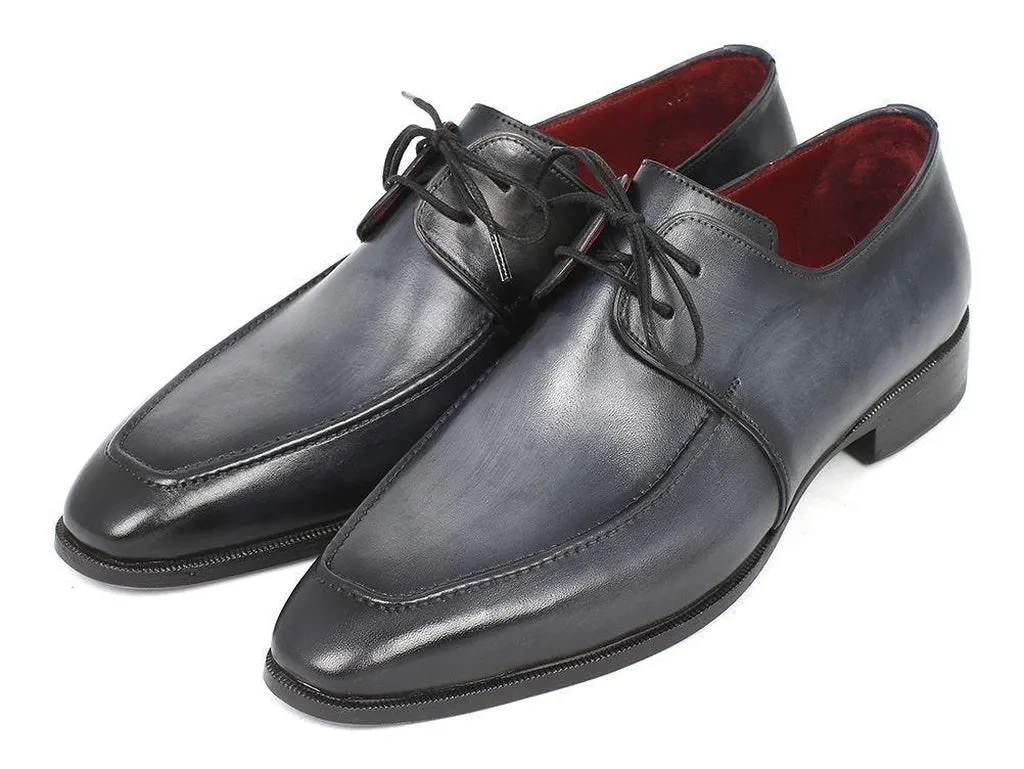 Paul Parkman Gray & Black Apron Derby Shoes for Men (ID#13SX51)