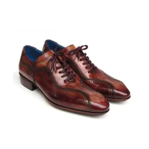 Paul Parkman Handmade Designer Shoes Men's Handmade Designer Shoes Casual Hand-Painted Brown Oxfords (PM4005)