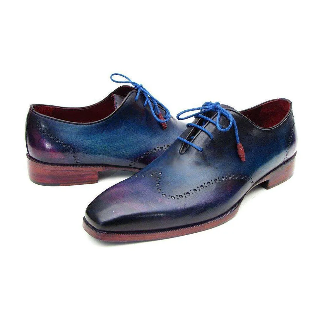 Paul Parkman Handmade Designer Shoes Men's Handmade Designer Shoes Wingtip Blue / Purple Oxfords (PM4004)