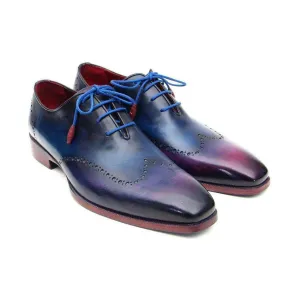 Paul Parkman Handmade Designer Shoes Men's Handmade Designer Shoes Wingtip Blue / Purple Oxfords (PM4004)