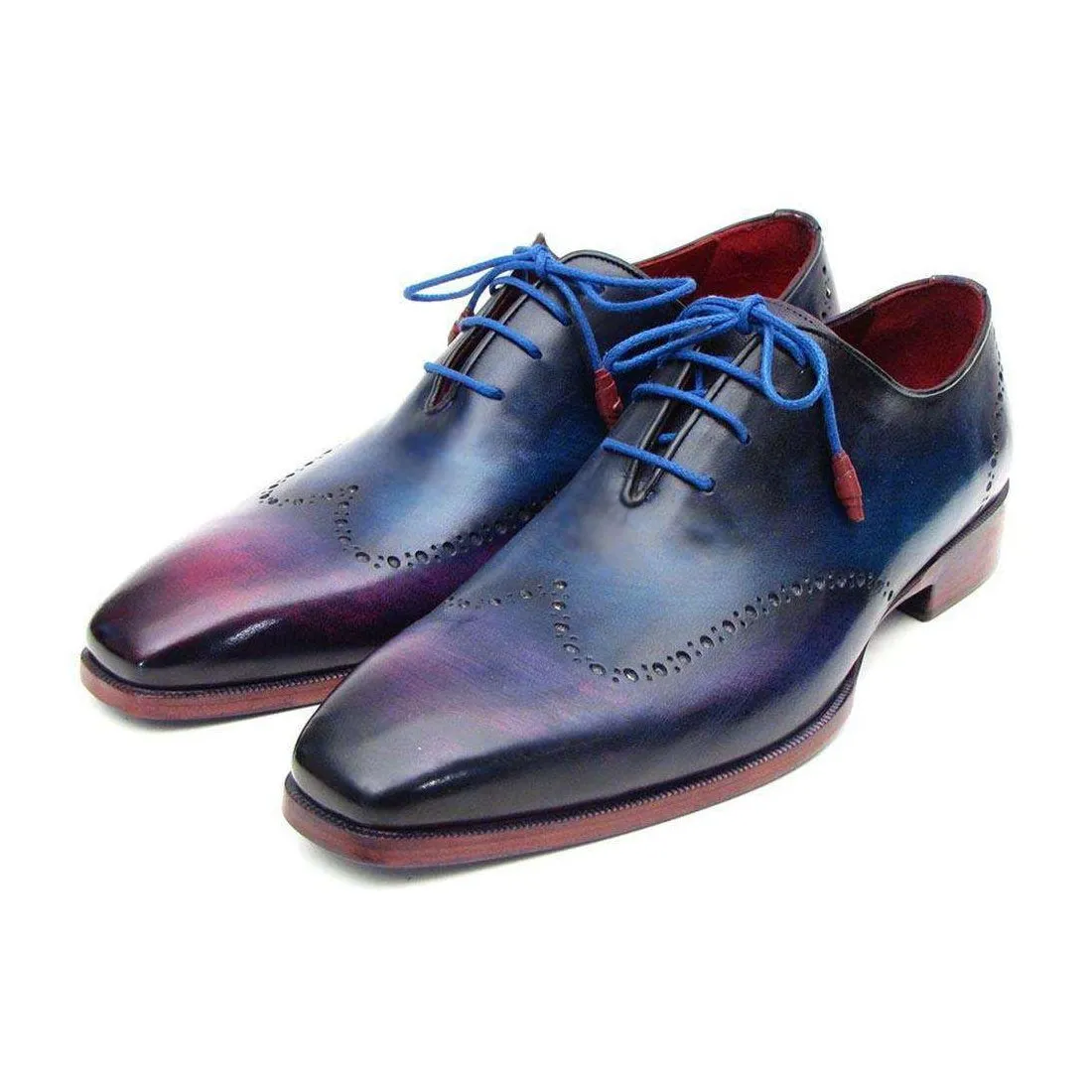 Paul Parkman Handmade Designer Shoes Men's Handmade Designer Shoes Wingtip Blue / Purple Oxfords (PM4004)