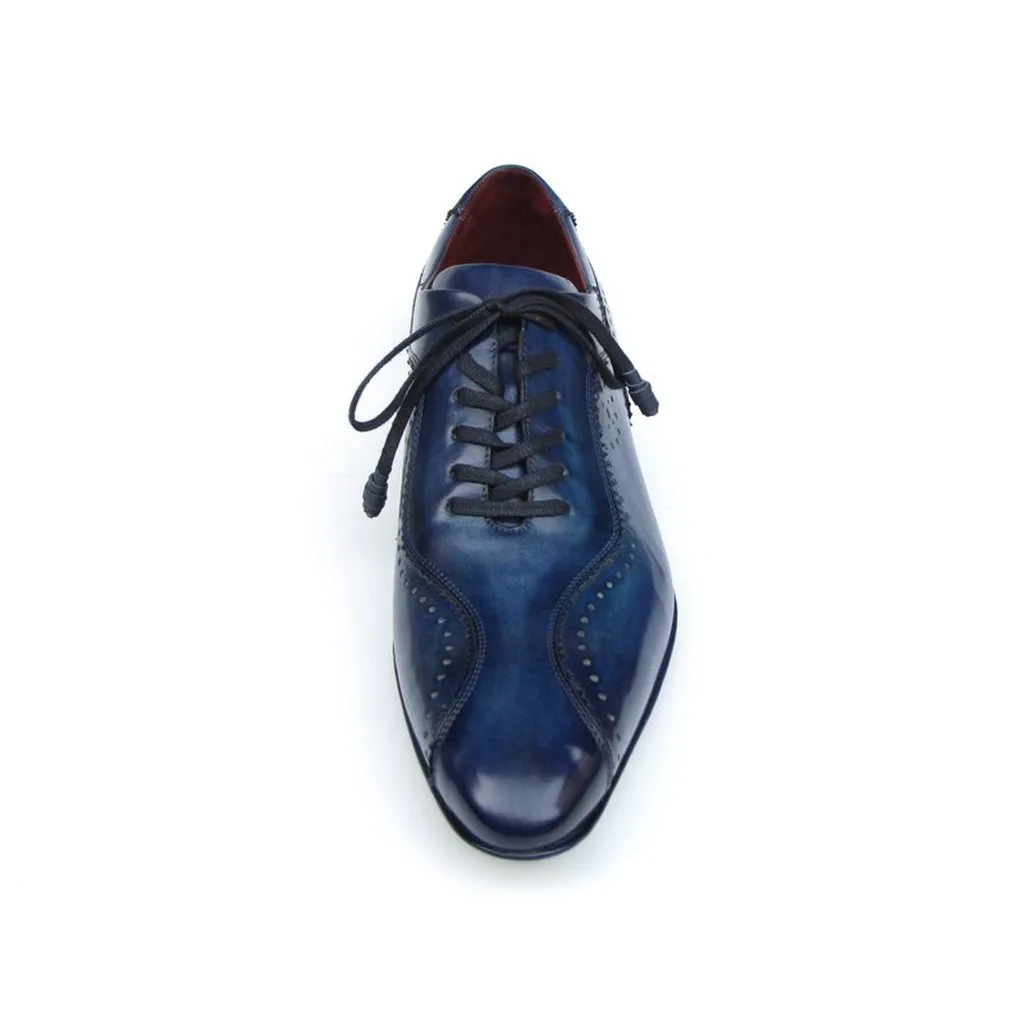 Paul Parkman Handmade Lace-Up Casual Shoes For Men Blue (ID#84654-BLU)