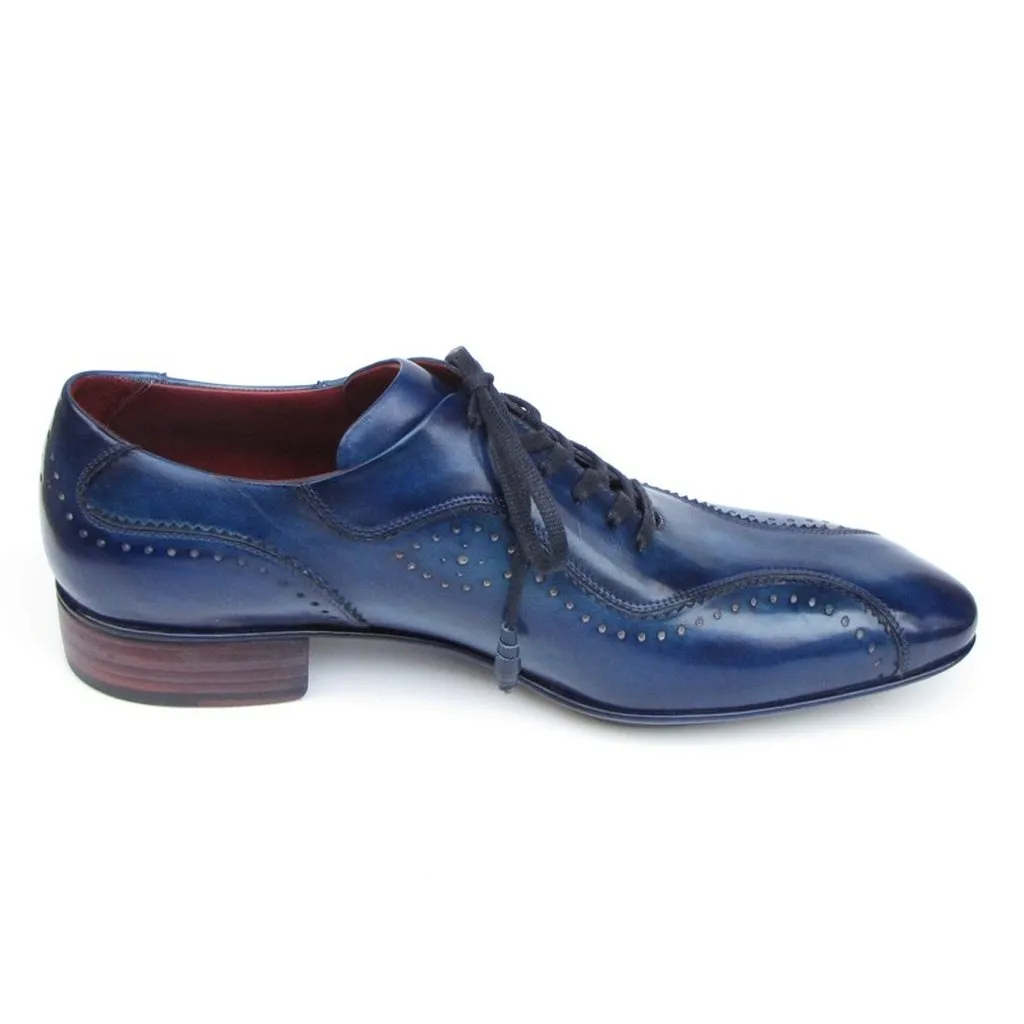 Paul Parkman Handmade Lace-Up Casual Shoes For Men Blue (ID#84654-BLU)
