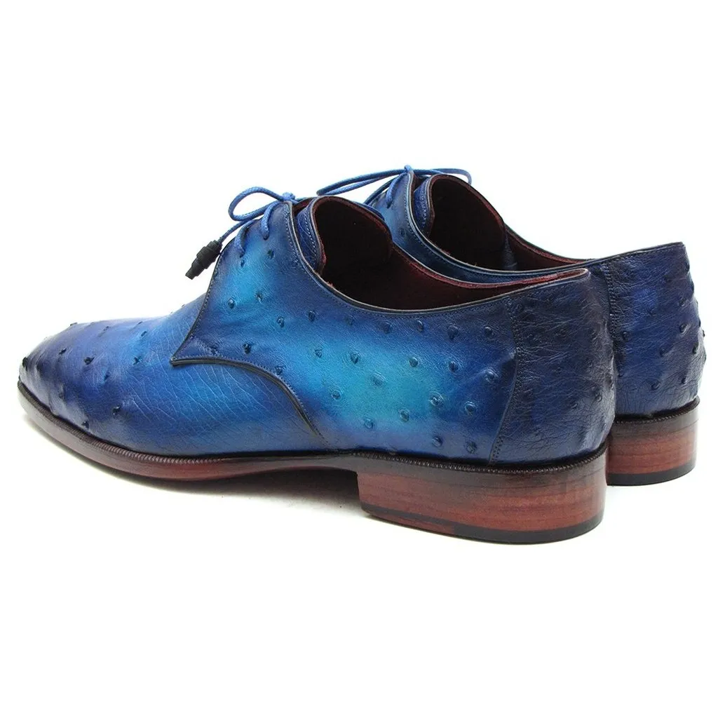 Paul Parkman Men's Ocean Color Genuine Ostrich Derby Shoes (ID#79V22)