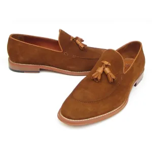 Paul Parkman Men's Tassel Loafer Tobacco Suede Shoes (ID#087-TAB)