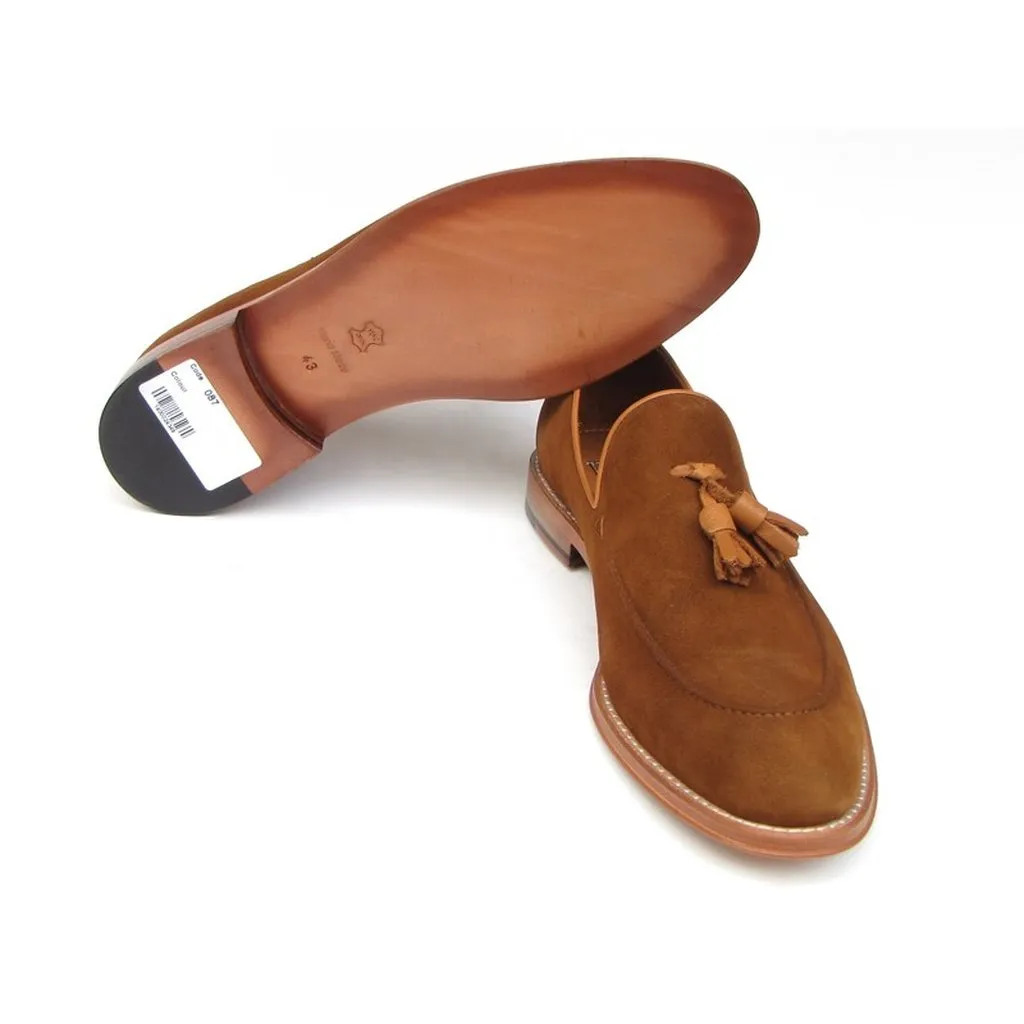 Paul Parkman Men's Tassel Loafer Tobacco Suede Shoes (ID#087-TAB)