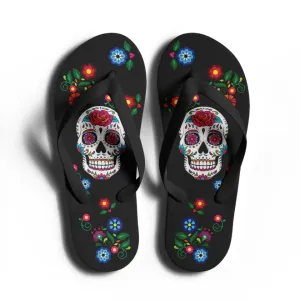 Personalized Skull Flip Flop, Custom Skeleton Slipper, Gothic Fashion Flip Flop
