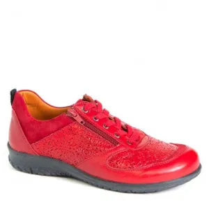 Portofino Women's Stretch Lace & Zip Sneakers- Sangre