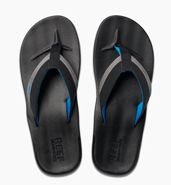 Reef Contoured Cushion Flip Flops  - Black/Grey/Blue