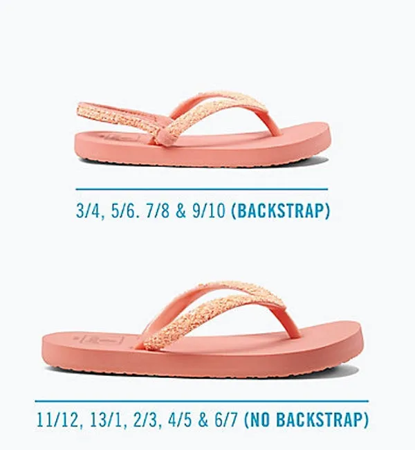 Reef Girls Little Stargazer Flip Flops - Coral