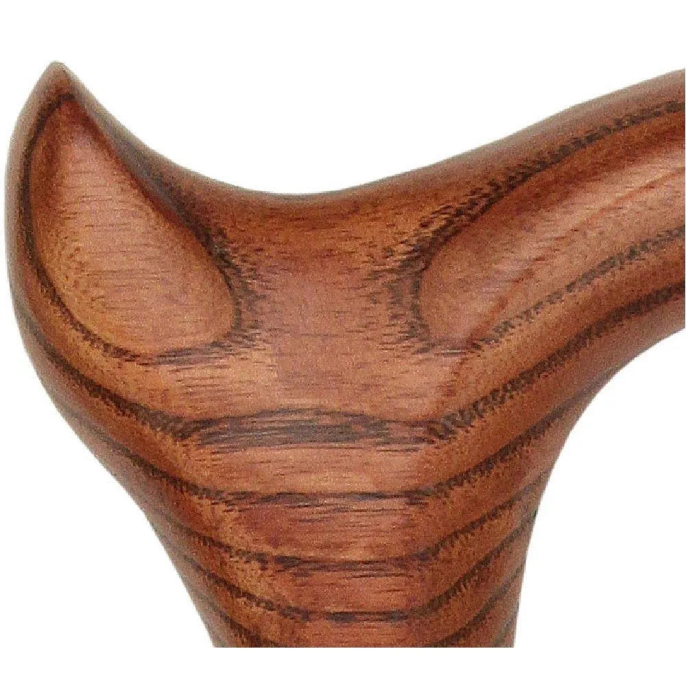 Scratch & Dent Espresso Ergonomic Handle Walking Cane With Ash Wood Shaft and Embossed Brass Collar V1504