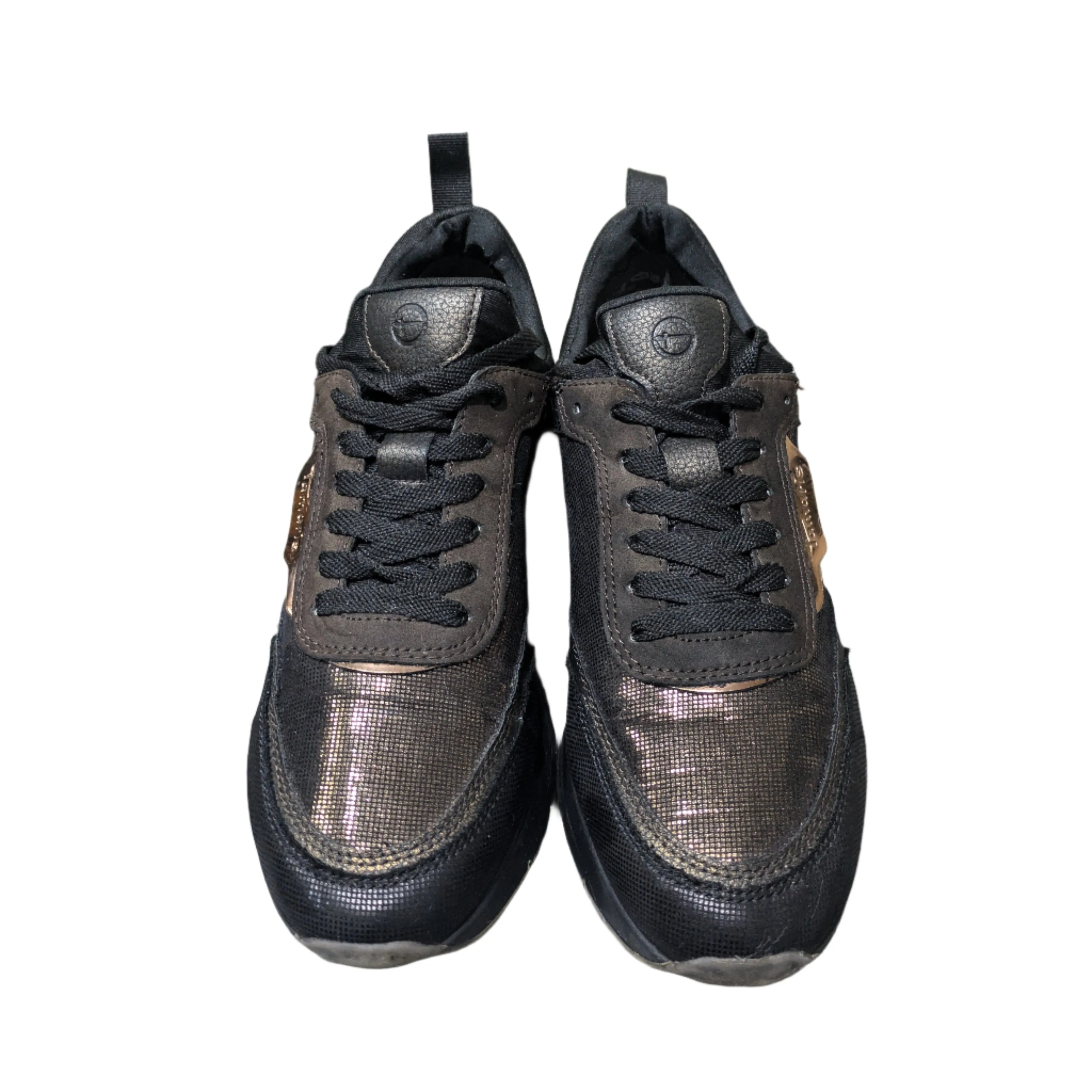 Tamaris Taja Side Zip Sparkle Trainer - Black Copper Size EU 40 / UK 7 / US 9
