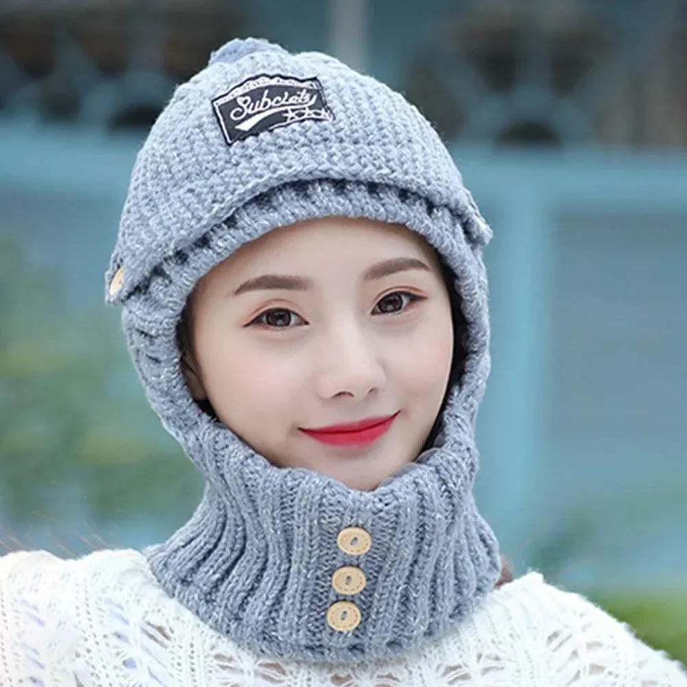 Winter Caps, 3 In 1 Cold Protection Knitted Hat Winter Warm Beanies with Mouth Mask, Sweet Wool Cap Winter Face Hat