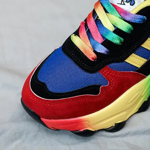 Women's spring summer rainbow colorful platform sneakers
