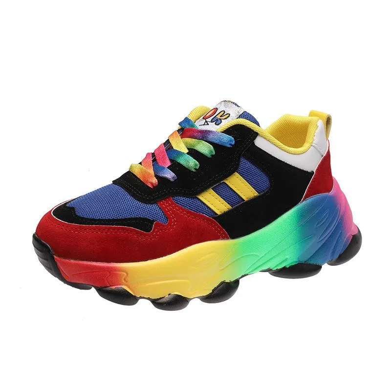 Women's spring summer rainbow colorful platform sneakers