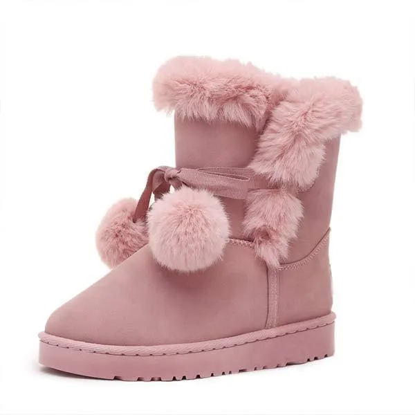 Women'S Suede Pom Mid-Cut Snow Boots 13671610C