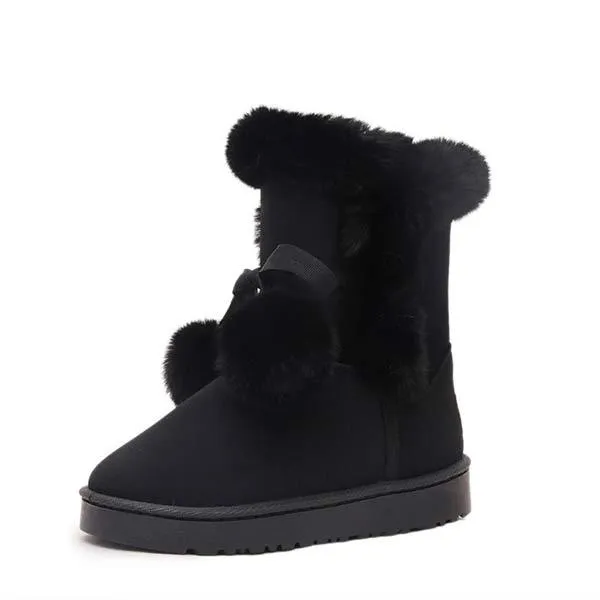 Women'S Suede Pom Mid-Cut Snow Boots 13671610C