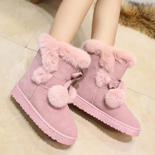 Women'S Suede Pom Mid-Cut Snow Boots 13671610C