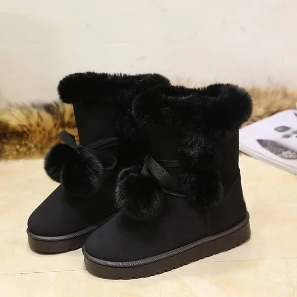 Women'S Suede Pom Mid-Cut Snow Boots 13671610C