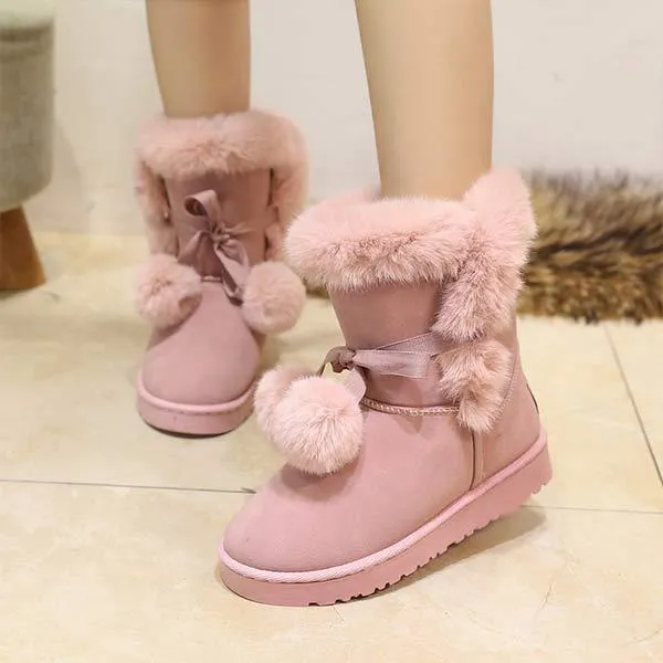 Women'S Suede Pom Mid-Cut Snow Boots 13671610C