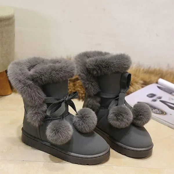 Women'S Suede Pom Mid-Cut Snow Boots 13671610C