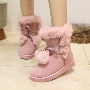 Women'S Suede Pom Mid-Cut Snow Boots 13671610C