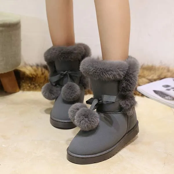 Women'S Suede Pom Mid-Cut Snow Boots 13671610C