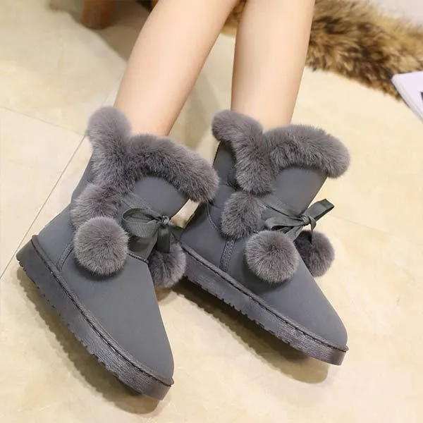 Women'S Suede Pom Mid-Cut Snow Boots 13671610C