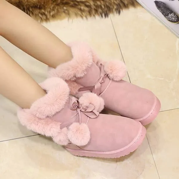 Women'S Suede Pom Mid-Cut Snow Boots 13671610C