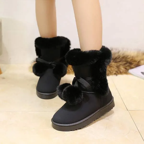 Women'S Suede Pom Mid-Cut Snow Boots 13671610C