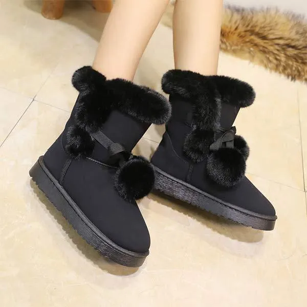 Women'S Suede Pom Mid-Cut Snow Boots 13671610C