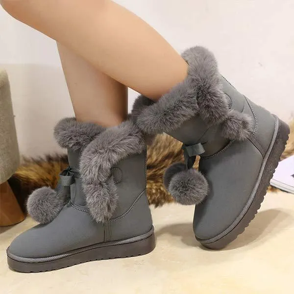 Women'S Suede Pom Mid-Cut Snow Boots 13671610C
